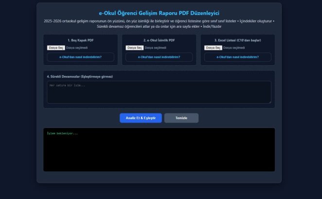 e-Okul Öğrenci Gelişim Raporu PDF Düzenleyici